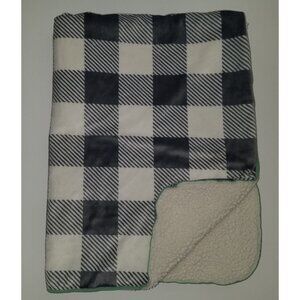 Cloud Island Gray/White Plaid Baby Blanket Lovey Security Checked Fleece Sherpa